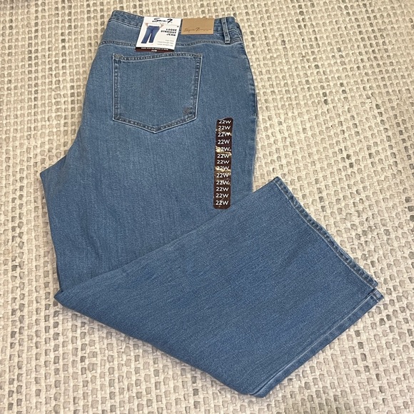 Seven7 Denim - Seven7 NEW Loose Straight Leg Jean Women 22W Denim High Rise Authentic